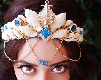 Anchor Druzy Blue Mermaid Crown