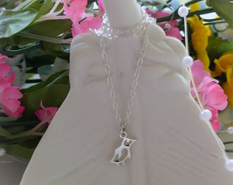 Penguin Necklace - Dainty Necklace - Sterling Silver Necklace -