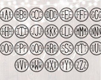 DIGITAL DOWNLOAD svg png mongram initials embroidery personalization circle silhouette cricut cutting file vinyl HTV monogram frame