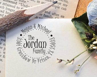Custom Family Name Return Address Stamp, Personalized Self Inking Stamp, Custom Calligraphy Wedding Stamp, Personalized Stamp R484