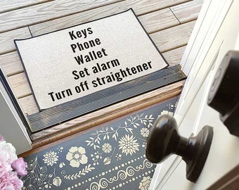 Custom Create Your Own Keys Phone Wallet Doormat Rug Checklist // Be There in Five Personalized Reminder Doormat, Door mat, Area ru