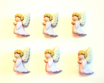 Praying Angel Buttons Jesse James Buttons Nativity Dress It Up Buttons Set of 6 Shank Back - 850B