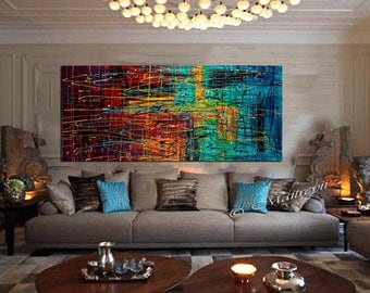 Jackson Pollock style Drip Art Painting extra large Abstract paintings Red abstract art Modern Wall Artwork oversize art canvas painting