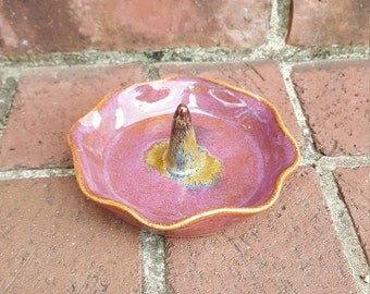 Wheel Thrown Stoneware Pottery Ring Dish Jewelry Holder Handmade