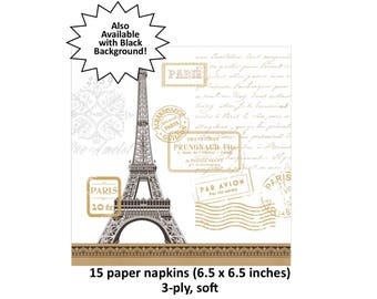 Paris travel napkins, Eiffel tower, French wedding decor, Parisian party decorations, table supplies, Sweet 16 ideas, teens, ooh la la