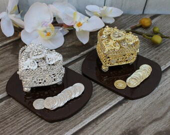 NEW!! Silver or Gold Wedding Arras, Ring Box, Arras de Boda, Unity Coins, Treasurer Chest Wedding Arras, Silver Wedding Arras, Wedding Arras