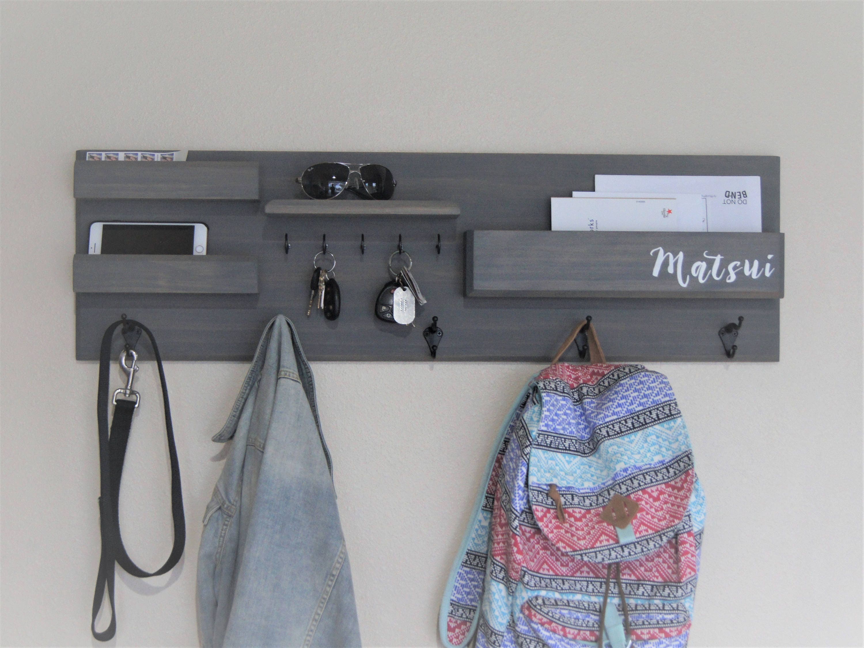 Entryway Wall Organizer Coat Rack Wall Shelf with Mail Storage