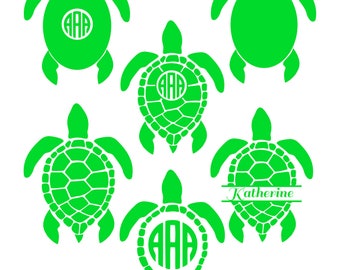 Sea Turtle Monogram SVG, Sea Turtle SVG, Sea Turtle Monogram, Turtle SVG Files, Turtle Silhouette, Dxf, Eps, Circut Files, Commercial Use.