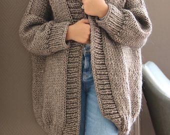 Chunky knit cardigan. Giant knit coat. Chunky knitting. Her