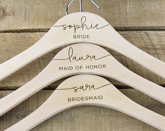 Personalized Wedding Dress Hangers - Bridal Party Hangers - Bridal Hanger - Wedding Hanger - Bridesmaid Gift - Custom Engraved Hanger