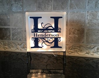 Personalized Night Light, Monogrammed Light Box, Frosted Glass Box, Wedding Gift, Gift for Her, Light Box Sign, Monogrammed Gift