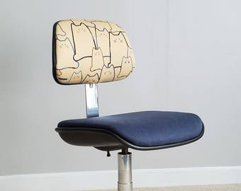 Vintage Chrome Office Chair – Japanese Cat Fabric