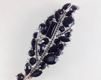 SELOVO Large Leaf Bouquet Brooch Pin – Crystal Rhinestone Statement Broach For Scarves & Jackets - View #2