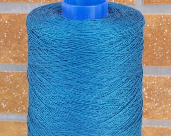 1 lbs (0.5 kg) of 100% LINEN YARN bobbin - made in Northern Europe - dark TURQUOISE color Thread