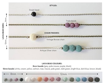 Custom Essential Oil Diffuser Necklace, You Choose Style Chain Colors, Lava Bead Aromatherapy Necklace, Customize, Songbird