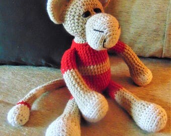 Crocheted monkey stuffed animal doll toy "Mo"