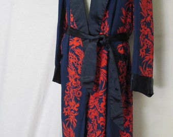1950s Robe Smoking Jacket Satin Robe Dragon Robe Rayon