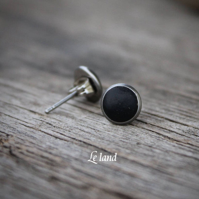 Black studs 791113 mm matte black stud earrings mens stud