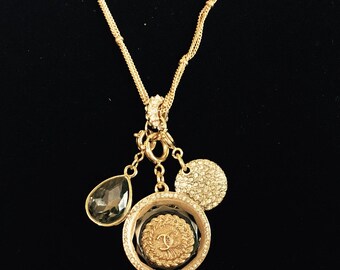 Vintage Designer button, repurposed to create a new piece of jewelry, Inspired by Chanel C55-22