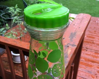 Vintage Juice Carafe Lime Green Retro Glass Pitcher