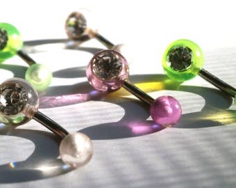 Belly Button Ring, Belly Button Jewelry, Navel Piercing Ring, Belly Ring, Acrylic Ball Belly Ring, Neon Belly Button Ring, Barbell Color