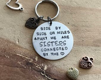 Sister keychain sister gift long distance sister sister quotes gifts for sister hand stamped keychain sister birthday gift quote keychain