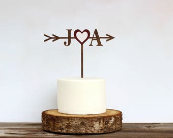 Rustic Wedding Arrow Cake Topper,Custom Cake Topper,Bridal Shower Cake Topper,Cake Toppers for Weddings,Rustic Wedding Cake Topper, AH001