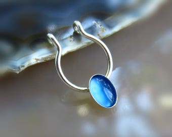 Faux septum ring - septum clicker - fake nipple piercing / stone septum ring - nose cuff