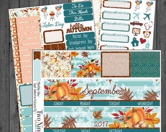 September Monthly Sticker Kit: Welcome Autumn, Erin Condren Stickers, Planner Stickers, September Stickers
