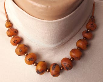 faux amber jewelry gift ideas for women bead necklace amber color handmade jewelry polymer clay birthday gift to wife Universal jeweler