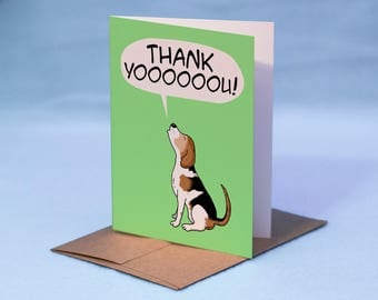 BEAGLE THANK YOU Card - Cartoon Beagle Thank You Card - Thank You Dog Beagle Card - Beagle Greeting Card