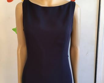 80's Prom Dress/Gown/Nina P Design Canada/Vintage Formal Dress/Bow In Back/Navy Blue Dress/Plunging Back/Vintage Dress/1980's