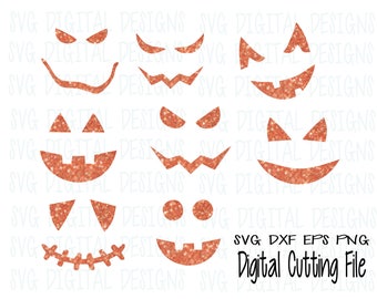 Pumpkin Face Svg cut file, Halloween jack o lantern SVG Digital Design Cutting files Silhouette, Cricut, Scal Svg Png Dxf Eps Vinyl file