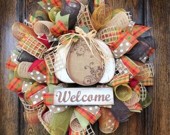 Fall burlap wreath - fall wreath - fall decor - autumn wreath - harvest wreath - fall front porch- fall front door - housewarming gift