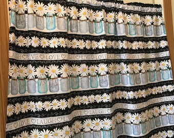 Mason Jar Live Laugh Love Striped Farmhouse Kitchen Curtain Valance Mason Jar Live Laugh Love Striped Farmhouse Kitchen Curtain Valance