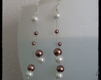 White and chocolate Pearl Earrings