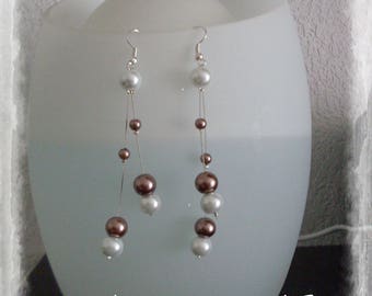 White and chocolate Pearl Earrings