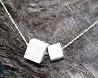 Concrete Cube Necklace//Concrete Bead Necklace//Statement Necklace//Geometric Necklace//Brutalist