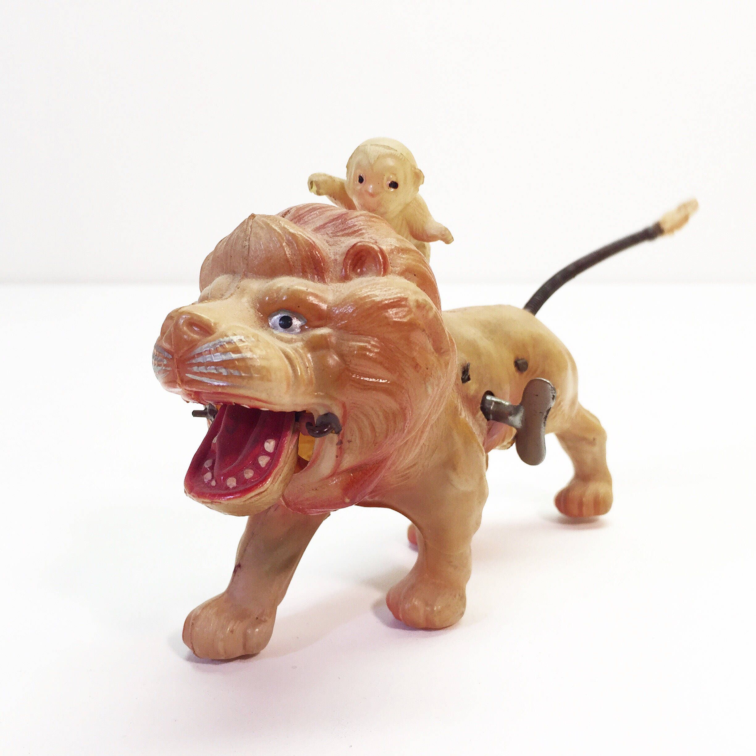 Vintage 1940s Wind Up Lion and Monkey Toy Occupied Japan Lions