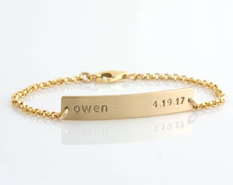 Gold Bar Bracelet /Nameplate Bracelet /Personalized Bracelet/Gold Chain/ Initials/Gold Fill/Wedding Gift/Bridesmaid Gift/Gift for Wife/B204