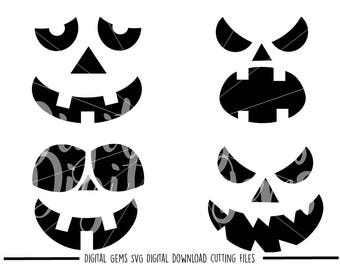Pumpkin Face Fall / Autumn Halloween svg / dxf / eps / png files. Digital download. Compatible with Cricut and Silhouette machines.