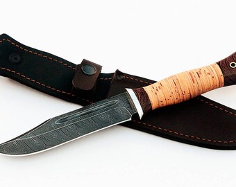 Fixed Blade Knife, Hand forged knife, Bushcraft Knife, Damascus knife, Survival Knife, Handmade Knife, Camping Knife,Hunting Knife Attack