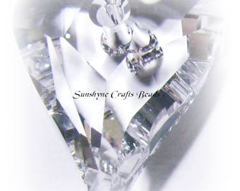 Swarovski Crystal Beads 6240 CRYSTAL Clear Wild Heart Bead Pendant - Size 12MM & 17MM Available
