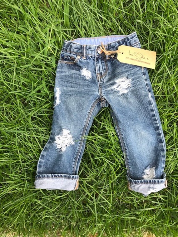 Distressed jeans for babies and toddlers