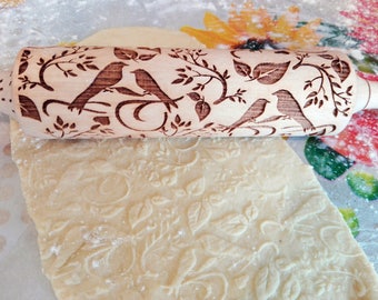 Gift for women Gift for wife Best friend gift New home Hostess gift for grandma Mom birthday gift under 20 Love Birds emboss rolling pin