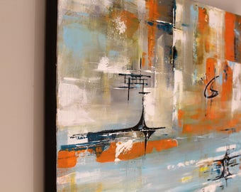 Mid-century modern art funky abstract painting