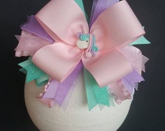 Pastel Unicorn Sparkle Over The Top Boutique Hairbow Headband