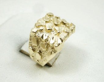 Men's 10k Gold Nugget Ring – Hand-Polished Solid Gold, Rough 'Rock' Style, 4.00 Grams, Made In USA