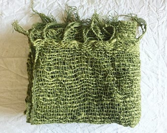 Handwoven Organic cotton scarf - Olive (MADE TO ORDER)