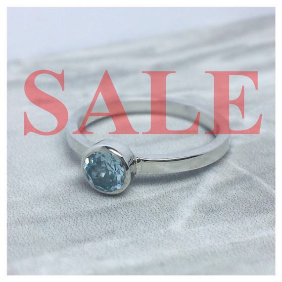 Solid Sterling Silver and Topaz Statement ring, gift for her, stackable rings
